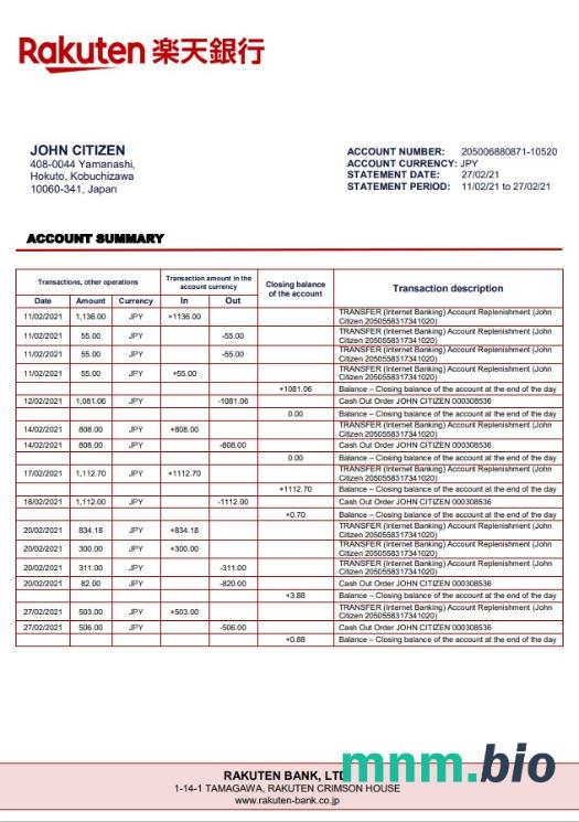 Japan Rakuten excel